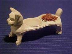 (image for) White Cat Food and Water Dish